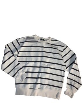 🔒 10 items for $20 - Women's George Striped Sweatshirt White Black Size XS